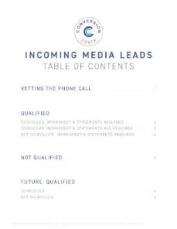 Conversion Coach Program for Media Table of Contents