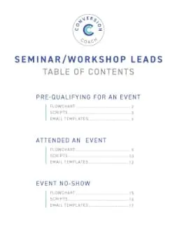 Conversion Coach Program Table of Contents