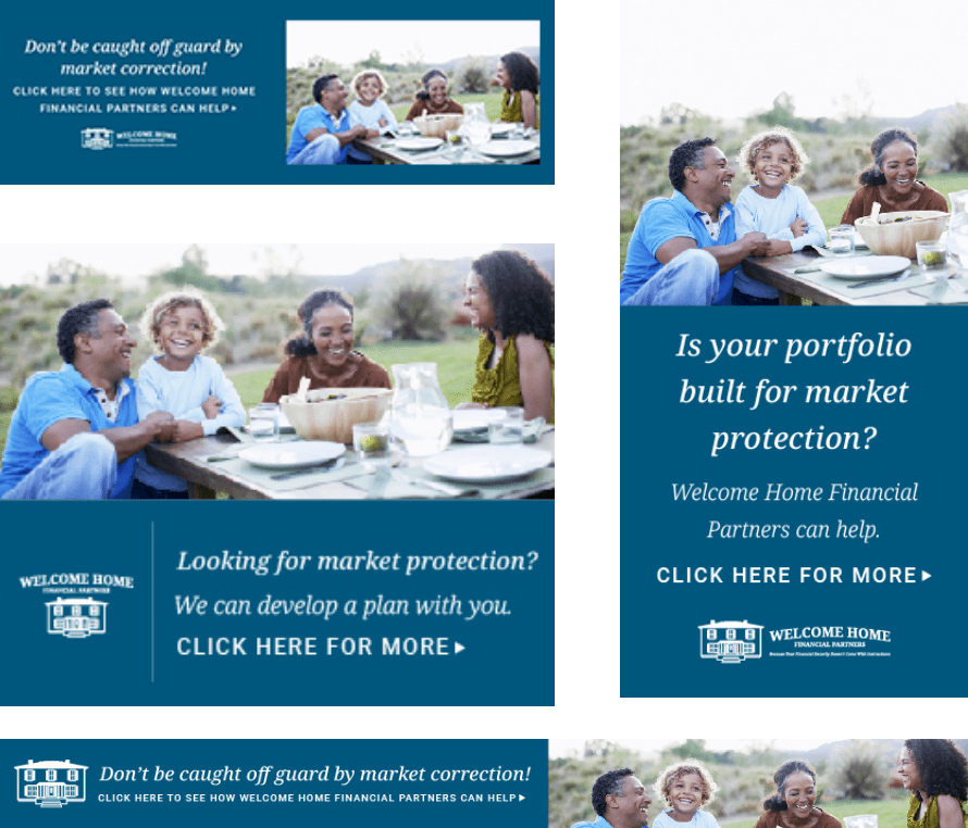 Welcome Home Financial Group digital ad comps
