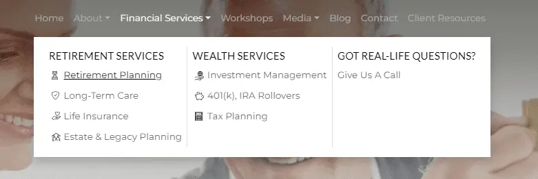 website essential navigation