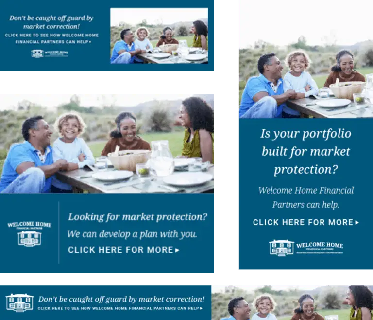 Welcome Home Financial Group digital ad comps