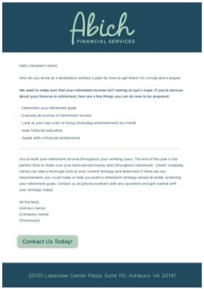 Abich financial marketing email example